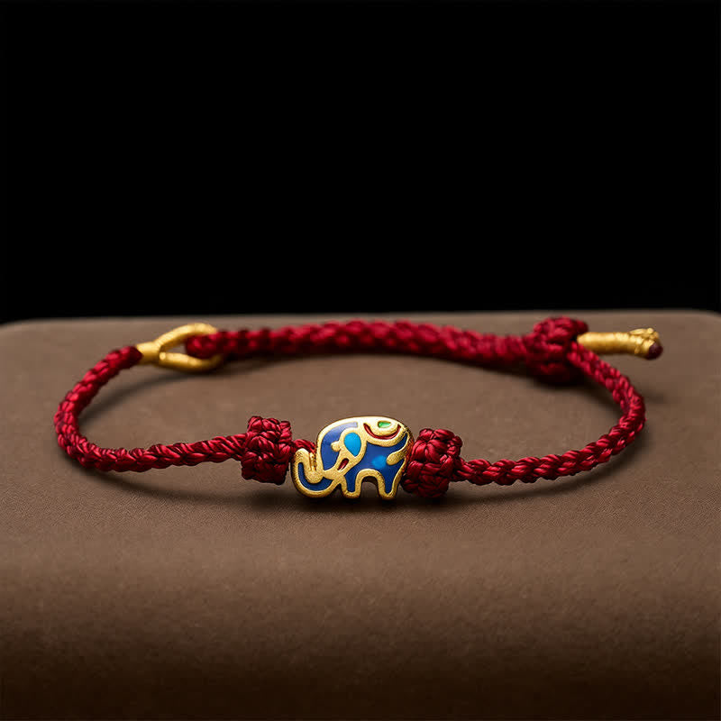 Buddha Stones 象の赤紐で編まれた知恵のブレスレット - image 2