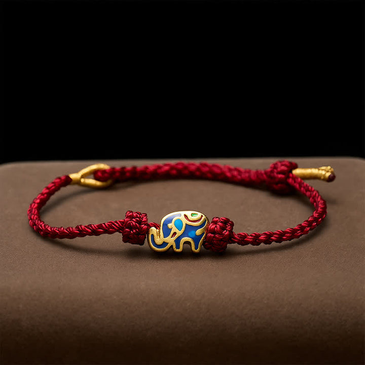 Buddha Stones 象の赤紐で編まれた知恵のブレスレット - image 2