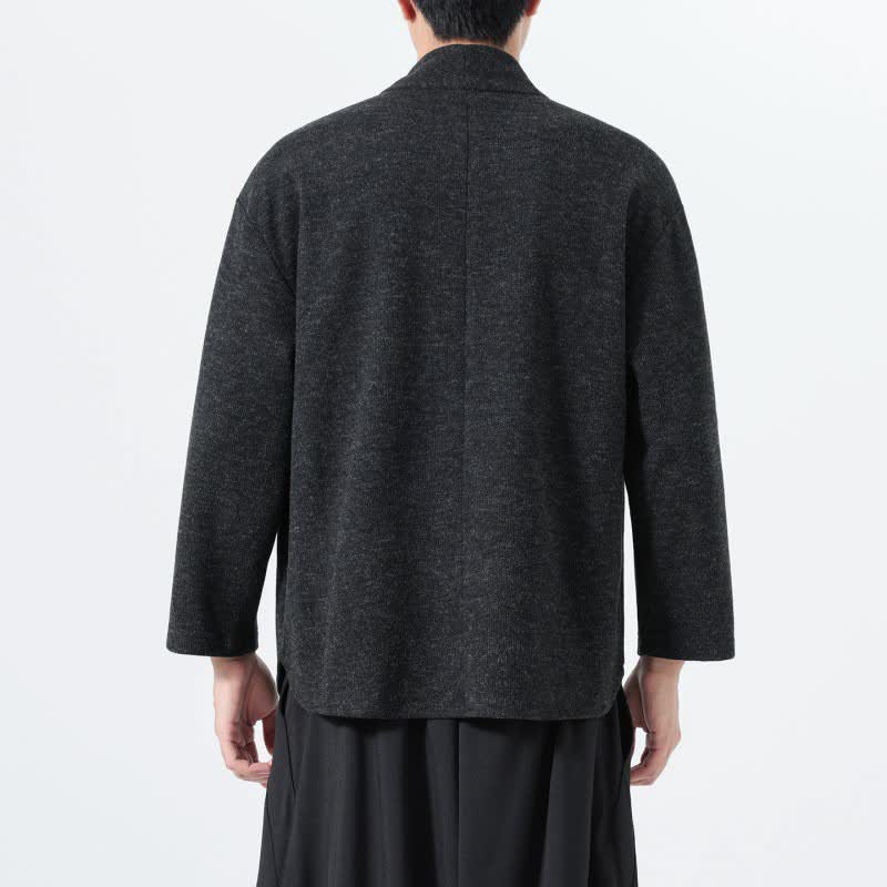 Buddha Stones 秋冬向けミニマルカジュアル無地Vネックメンズ長袖Tシャツ - image 20