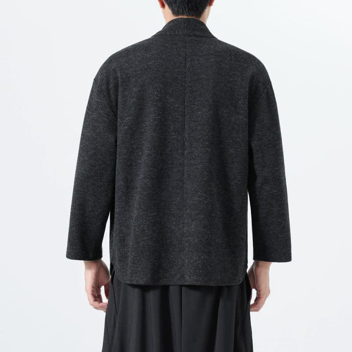 Buddha Stones 秋冬向けミニマルカジュアル無地Vネックメンズ長袖Tシャツ - image 20