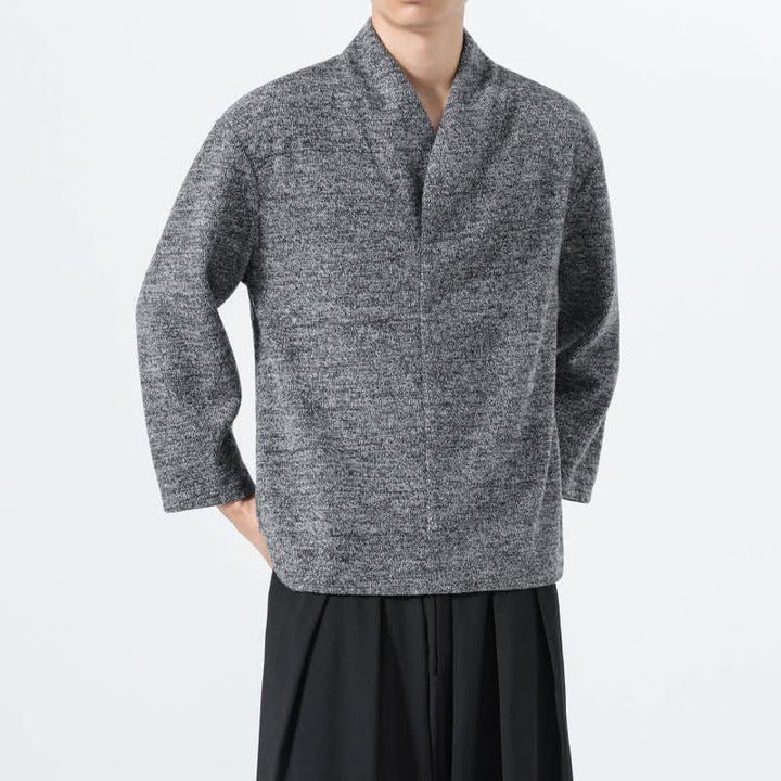 Buddha Stones 秋冬向けミニマルカジュアル無地Vネックメンズ長袖Tシャツ - image 8