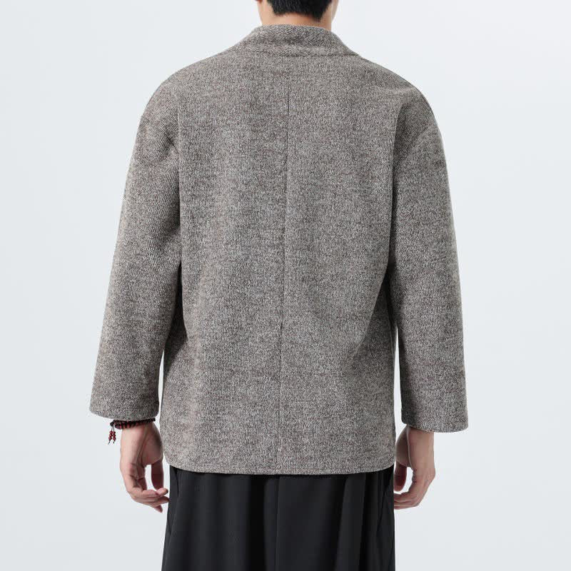 Buddha Stones 秋冬向けミニマルカジュアル無地Vネックメンズ長袖Tシャツ - image 5