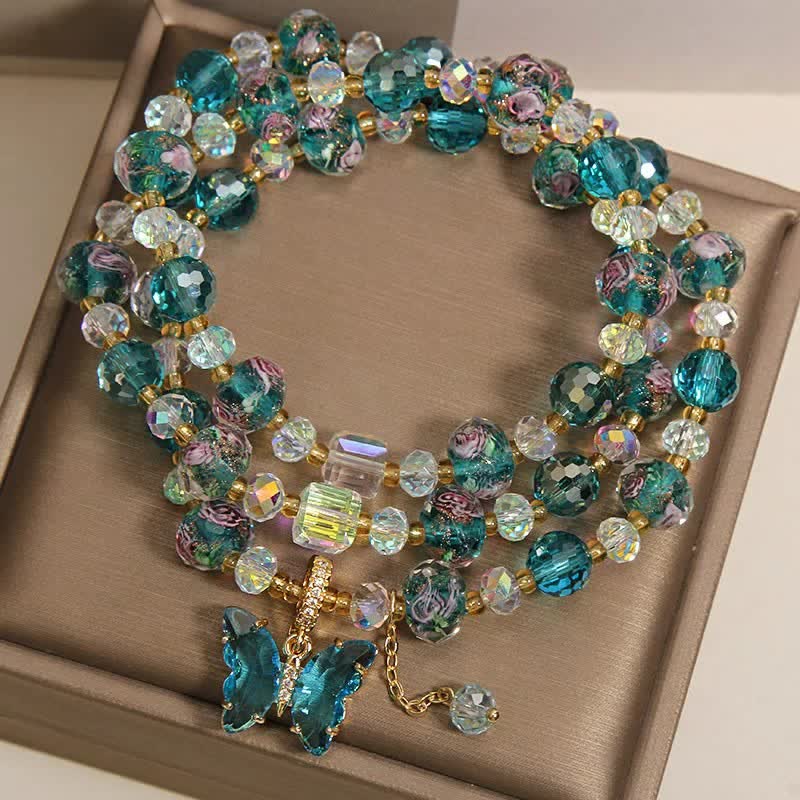 Buddha Stones Liuli ガラスビーズ バタフライ トランスフォーメーション トリプルラップブレスレット - image 2