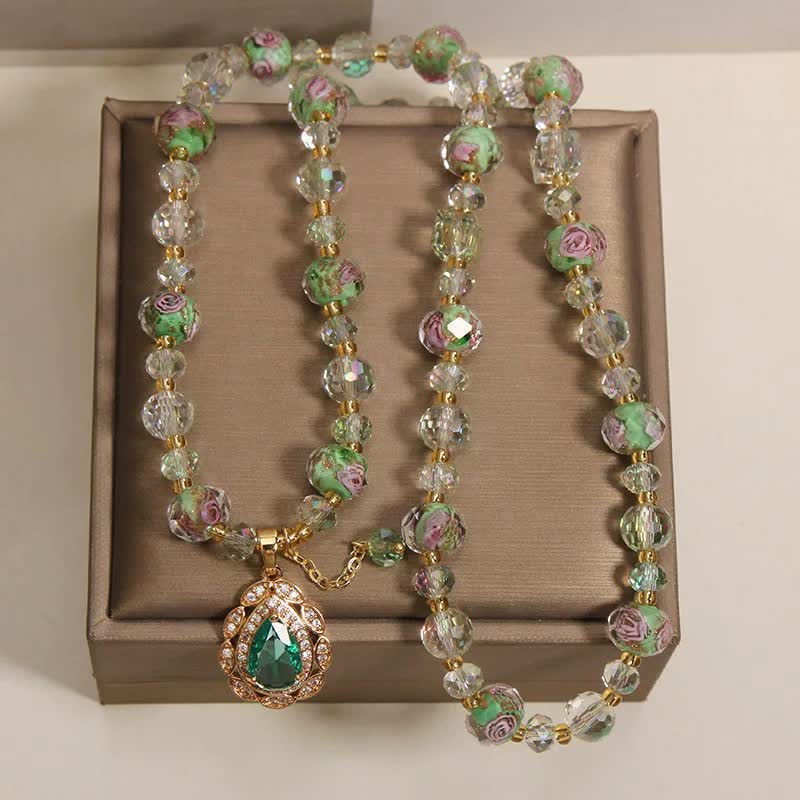 Buddha Stones ゴールデン・リウリ・グラス ローズガーデン ティアドロップ エナジー トリプルラップブレスレット - image 4