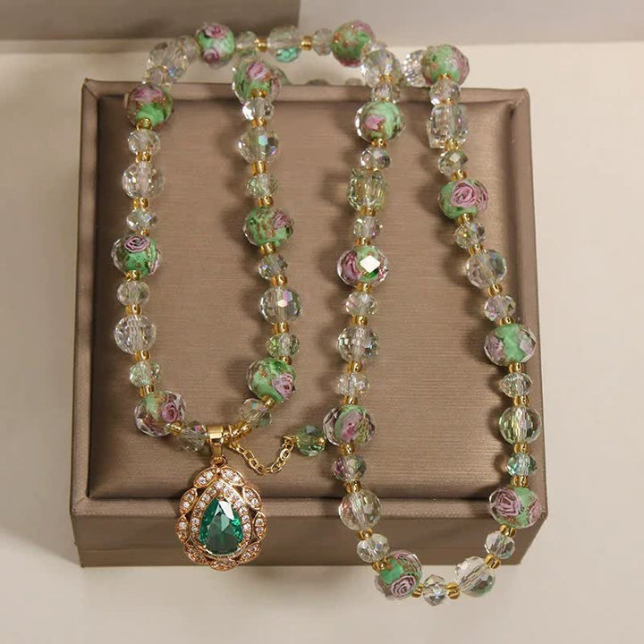 Buddha Stones ゴールデン・リウリ・グラス ローズガーデン ティアドロップ エナジー トリプルラップブレスレット - image 4