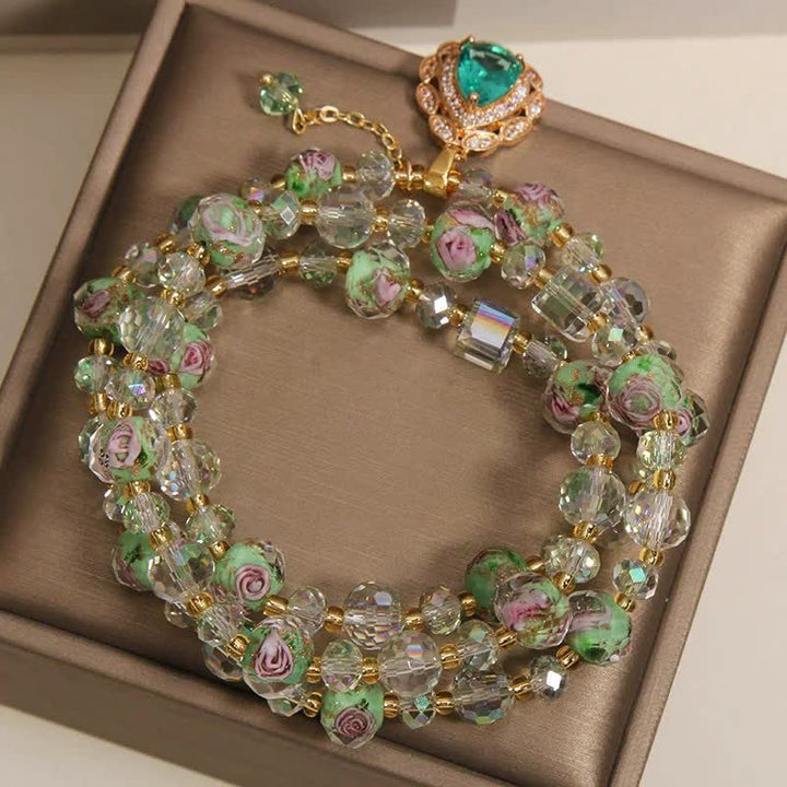 Buddha Stones ゴールデン・リウリ・グラス ローズガーデン ティアドロップ エナジー トリプルラップブレスレット - image 3