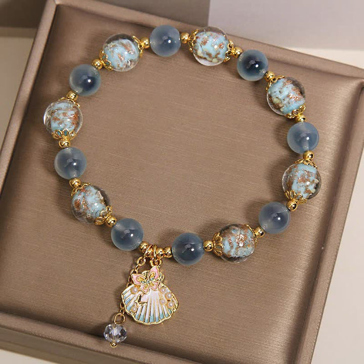 Buddha Stones キャンディアゲート リュリ ガラスビーズ ラブシェル バタフライ チャームブレスレット - image 3
