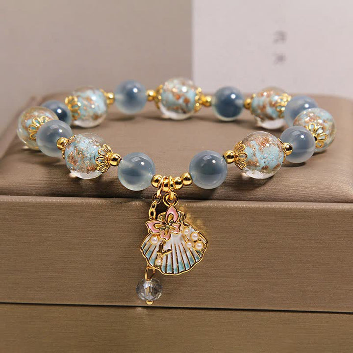 Buddha Stones キャンディアゲート リュリ ガラスビーズ ラブシェル バタフライ チャームブレスレット - image 9