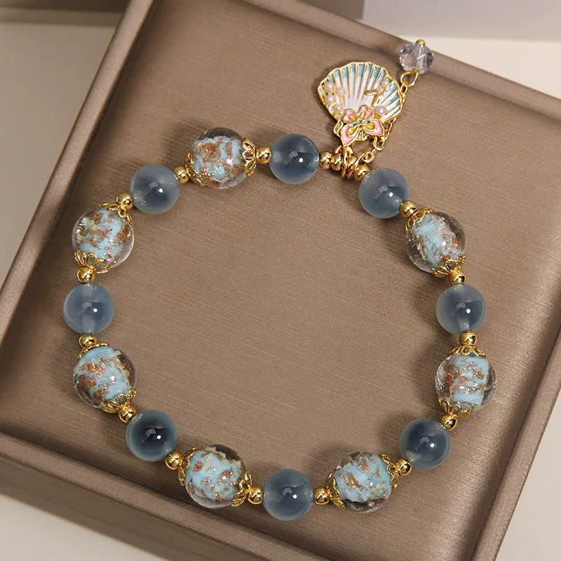 Buddha Stones キャンディアゲート リュリ ガラスビーズ ラブシェル バタフライ チャームブレスレット - image 4
