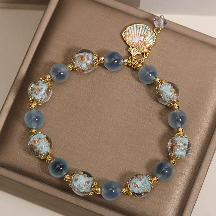 Buddha Stones キャンディアゲート リュリ ガラスビーズ ラブシェル バタフライ チャームブレスレット - image 4