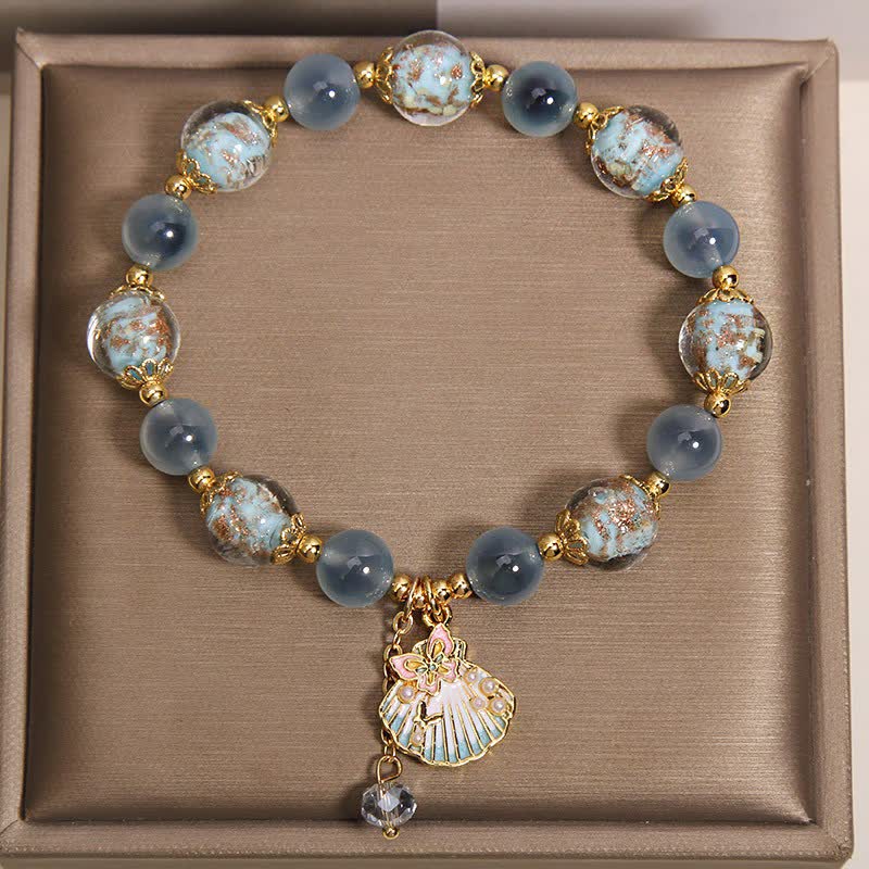 Buddha Stones キャンディアゲート リュリ ガラスビーズ ラブシェル バタフライ チャームブレスレット - image 2