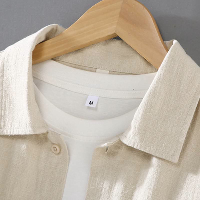 Buddha Stones 春秋カジュアルミニマリストボタンアップ無地ラミーシャツパンツメンズ瞑想服ポケット付き - image 5