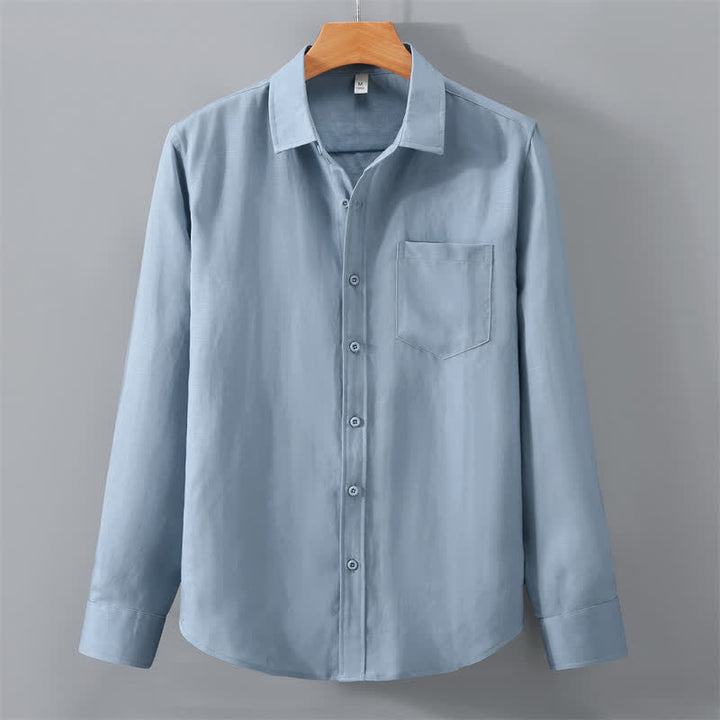 Buddha Stones 2点セット 春秋カジュアルボタンアップ無地シャツパンツ メンズ瞑想服 ポケット付き - image 14