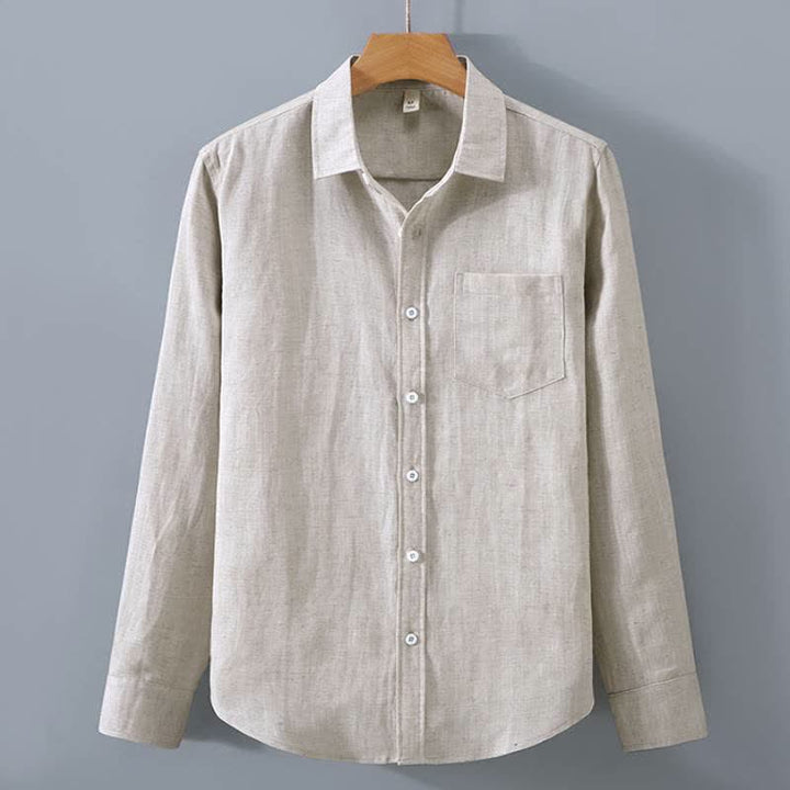 Buddha Stones 2点セット 春秋カジュアルボタンアップ無地シャツパンツ メンズ瞑想服 ポケット付き - image 1