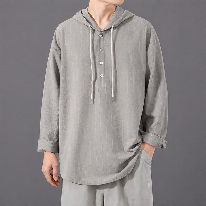 Buddha Stones 春のカジュアルミニマリストドローストリングストライプメンズ長袖シャツ - 銀 - US/UK/AU42, EU52 （3XL） - image 19