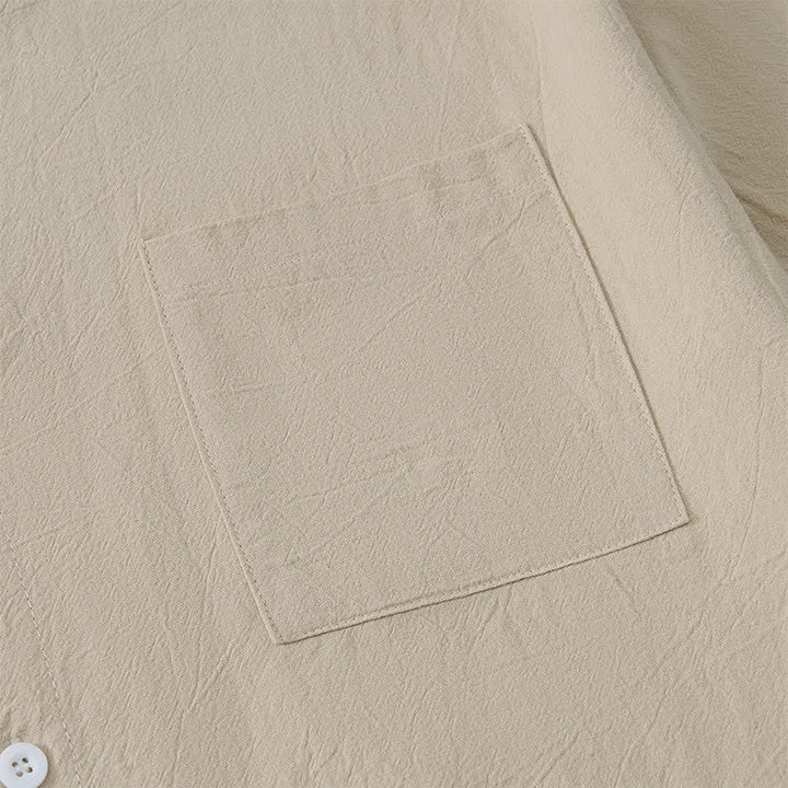 Buddha Stones 春秋カジュアル 唐スタイル マンダリンカラー 無地 メンズ長袖シャツ パッチポケット付き - image 14