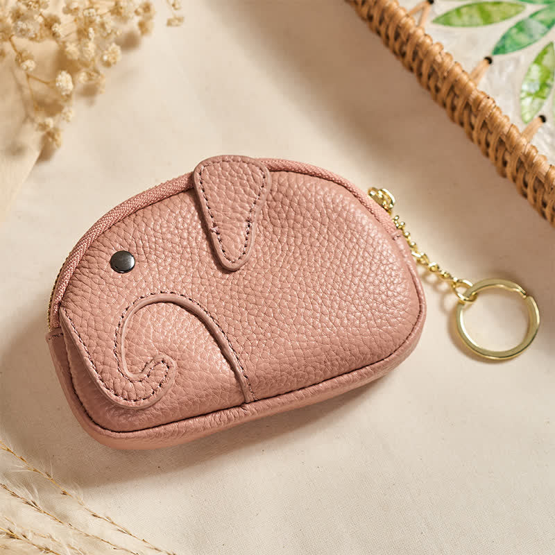 Buddha Stones PUレザー製エレファントウィズダムミニジッパー財布 - ライトピンク（約12.5cm×2cm×8.5cm） - image 0
