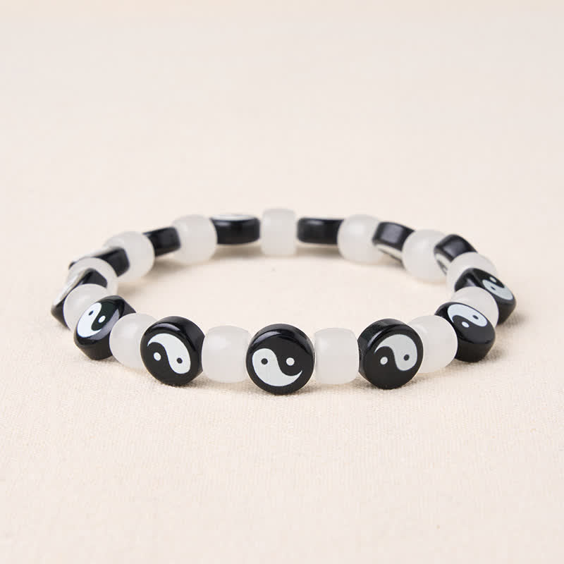 Buddha Stones リュウリ陰陽黒白ビーズ バランスブレスレット - 陰陽(手首周囲: 16 ～ 17 cm) - image 0