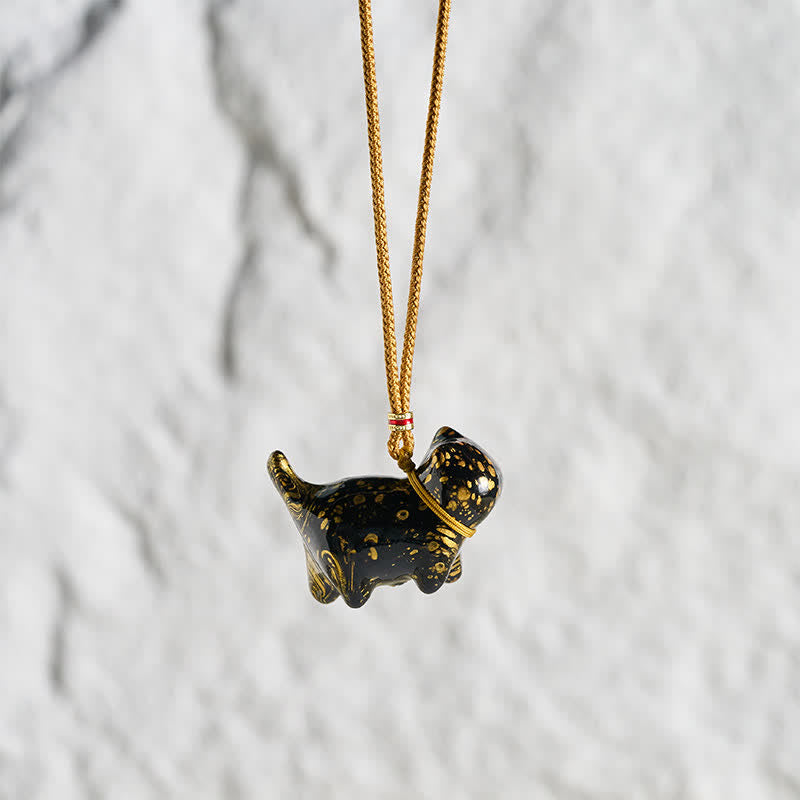 Buddha Stones かわいい猫のチャームバランスネックレス - image 1