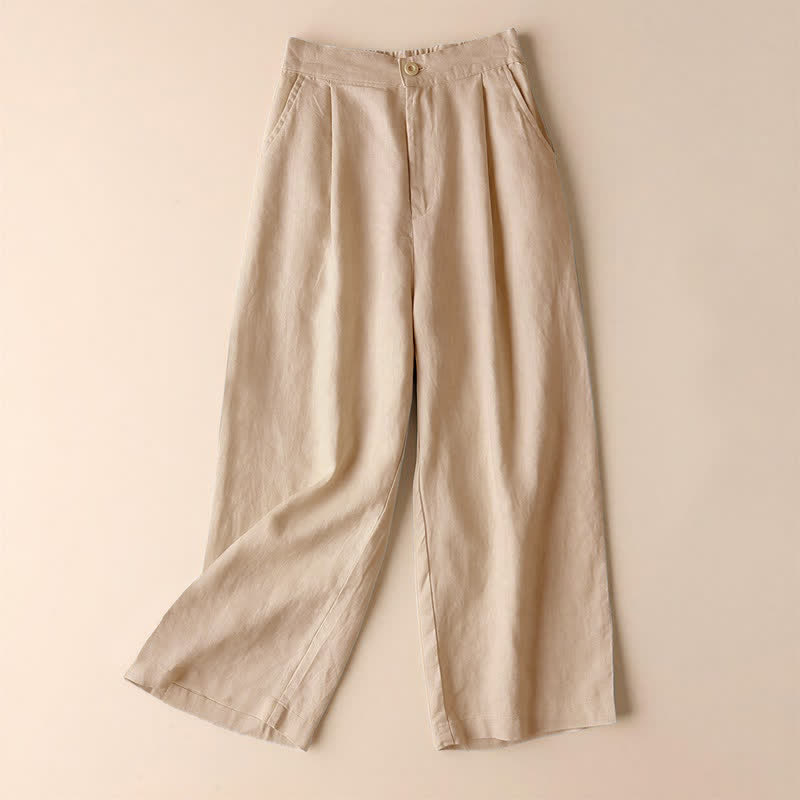 Buddha Stones通勤用無地7-8丈レディースワイドレッグパンツ（ポケット付き） - ビスク - US12、 UK/AU16、 EU44 (3XL) - image 0
