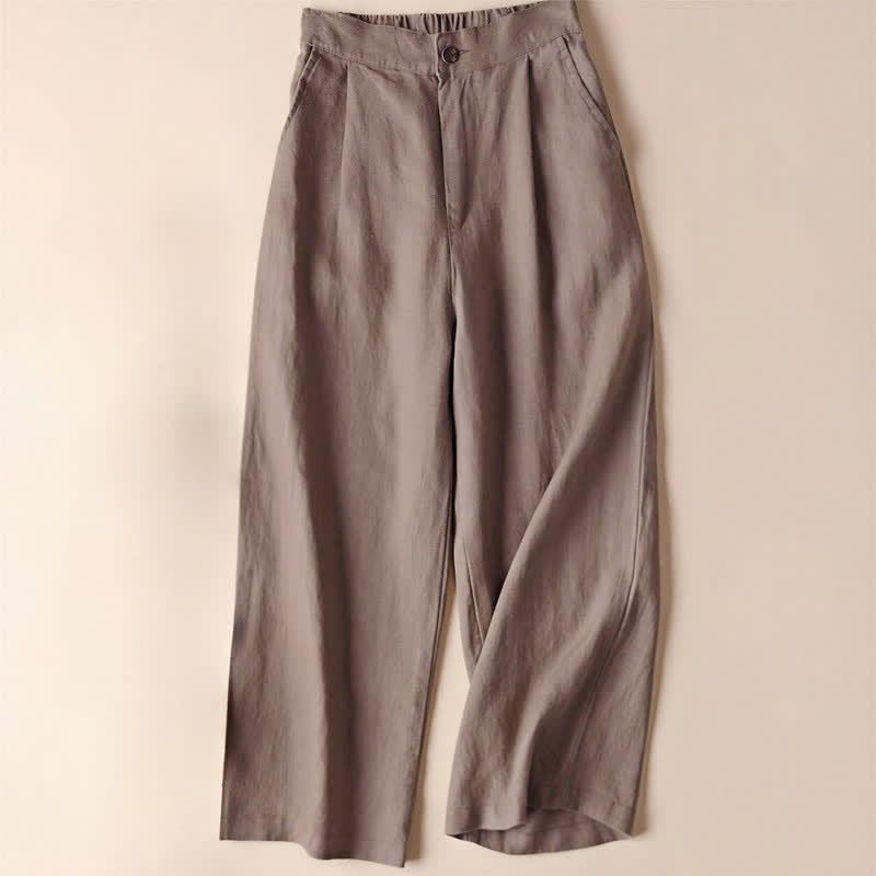 Buddha Stones通勤用無地7-8丈レディースワイドレッグパンツ（ポケット付き） - タン - US12、 UK/AU16、 EU44 (3XL) - image 16
