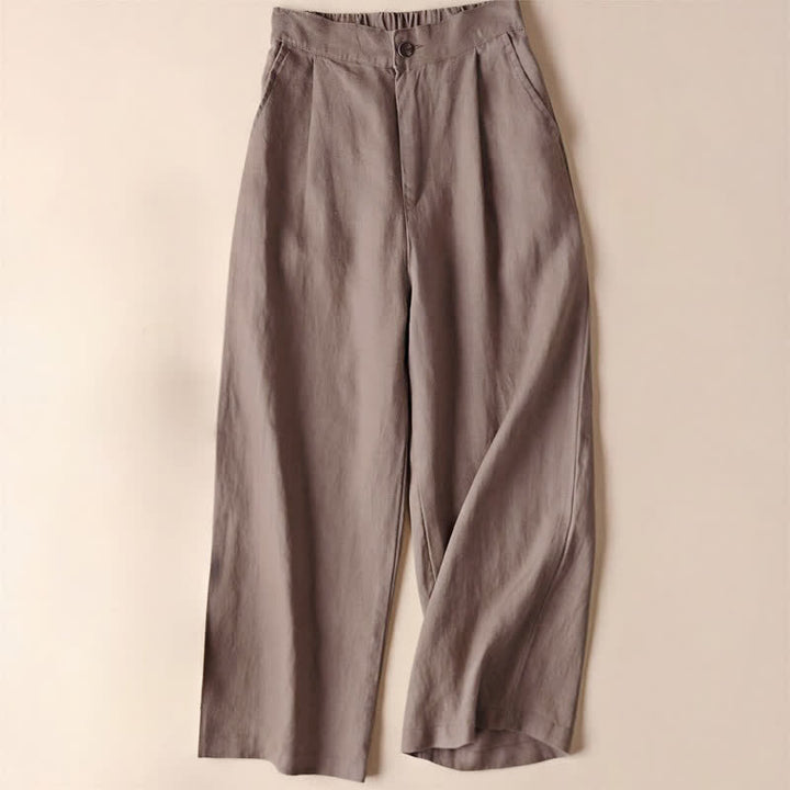 Buddha Stones通勤用無地7-8丈レディースワイドレッグパンツ（ポケット付き） - タン - US12、 UK/AU16、 EU44 (3XL) - image 16