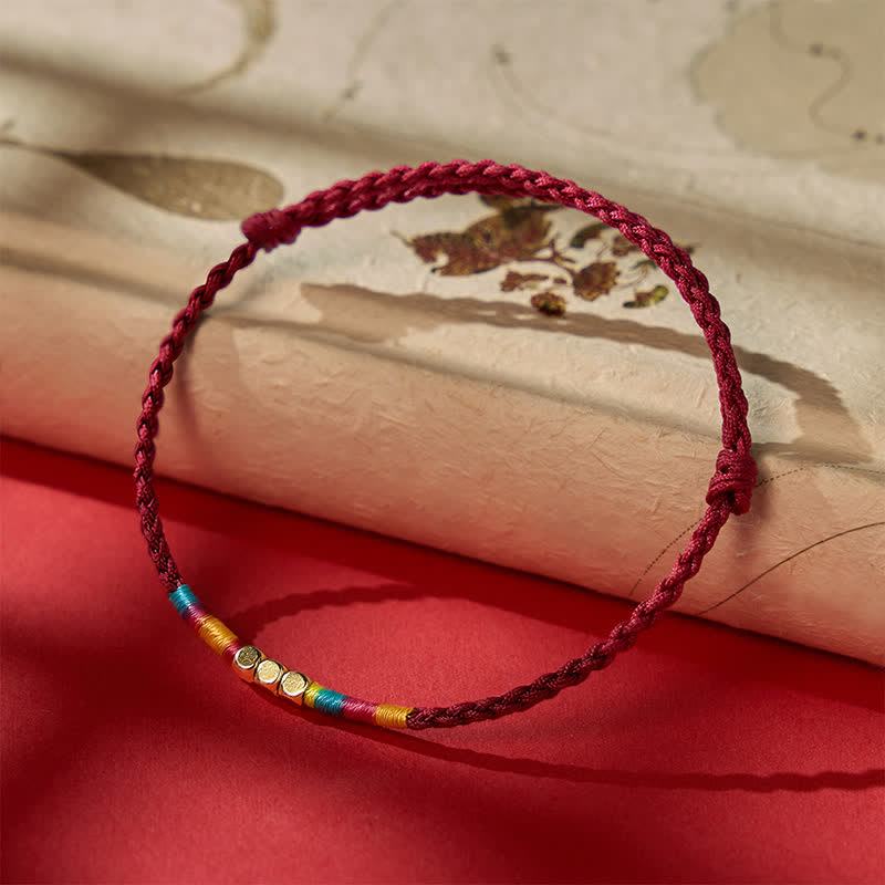 Buddha Stones 925スターリングシルバービーズ赤紐守護ブレスレット - 赤色（手首周り14～17cm） - image 0