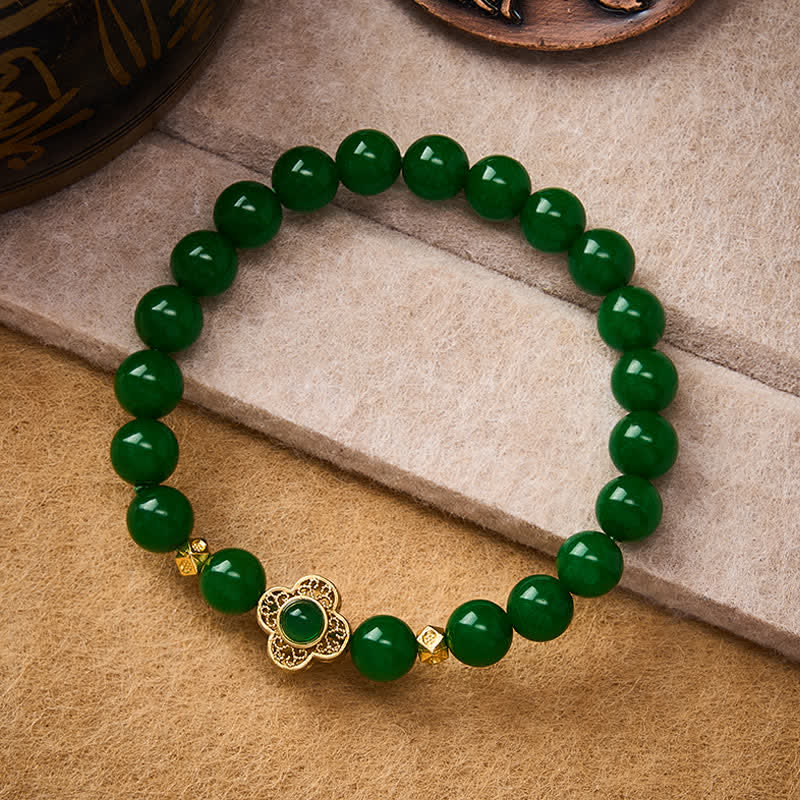 Buddha Stones 天然クォーツァイト翡翠ビーズの守護ブレスレット - image 1