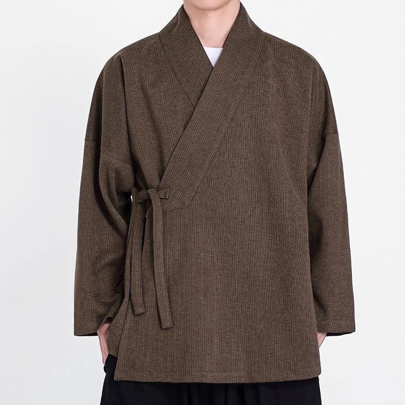 Buddha Stones 秋冬定番ミニマリスト無地コーデュロイメンズ着物 - シエナ - US/UK/AU46、 EU56 (5XL) - image 0