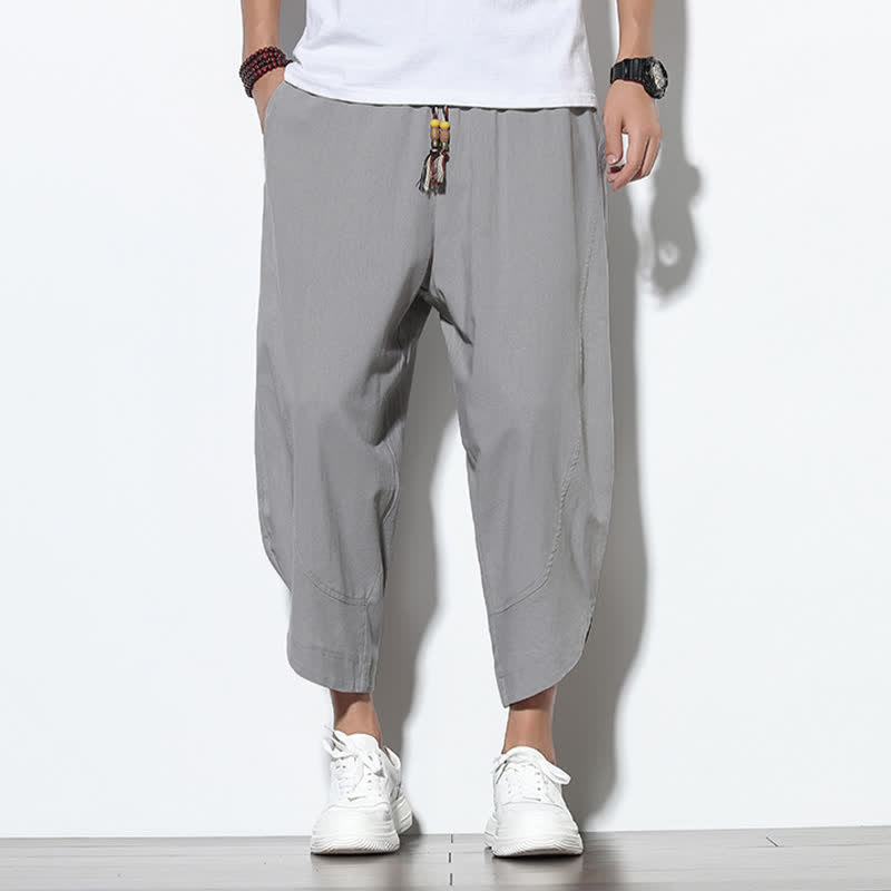 Buddha Stonesカジュアル サマー ドローストリング 7-8丈 メンズ ハーレムパンツ ポケット付き - image 1