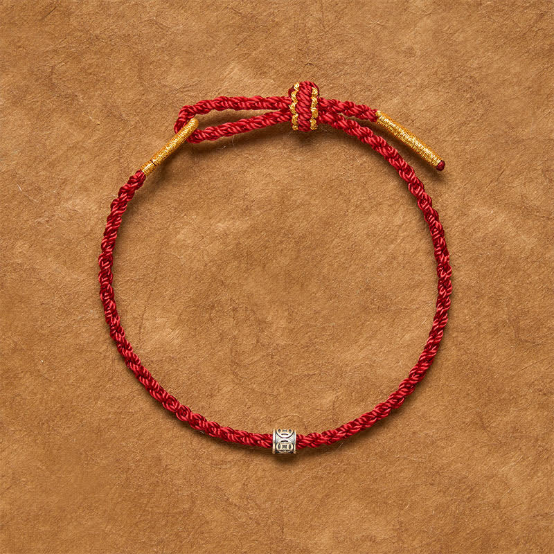 Buddha Stones 黒と赤紐製中国コイン保護ミニマリストブレスレット - image 1