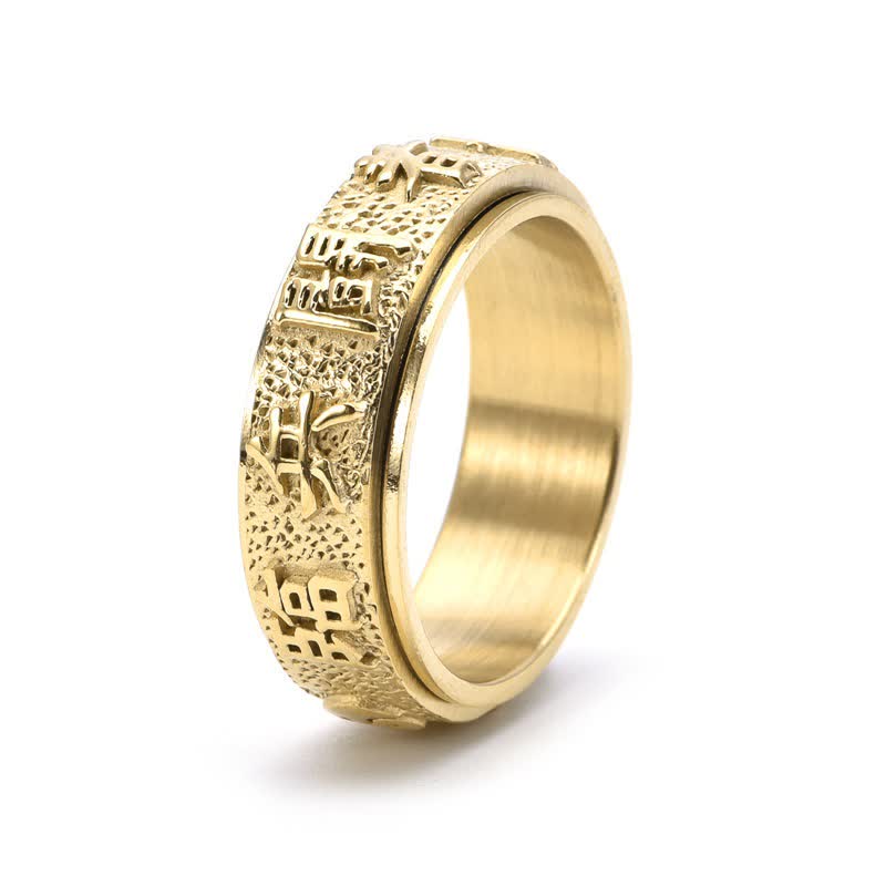 Buddha Stones チタン鋼陰陽八卦バランス回転リング - 金 - US12 - image 1