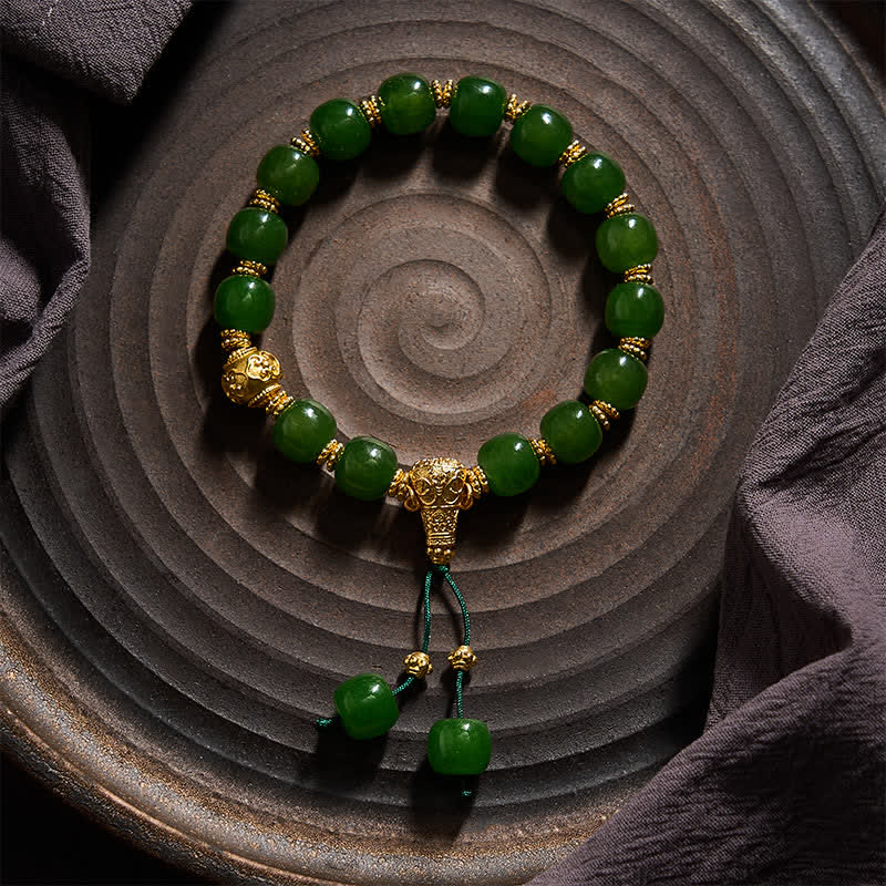 Buddha Stones シアンジェイドハーモニー ゴールドアクセントブレスレット - image 1