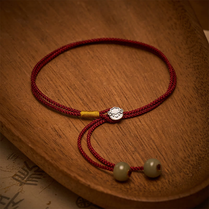 Buddha Stones ヴィンテージ 925スターリングシルバー 中国十二支 幸運 編み込み赤紐ブレスレット - image 1
