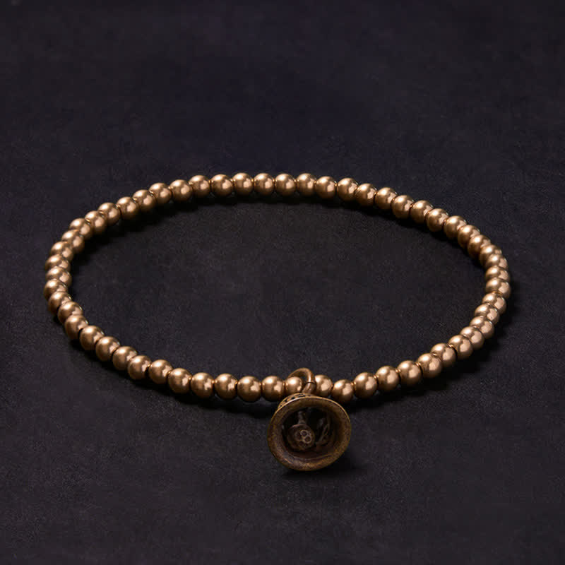 Buddha Stones 銅ビーズ、中国の銅貨、ベル、開運財運ブレスレット - image 1