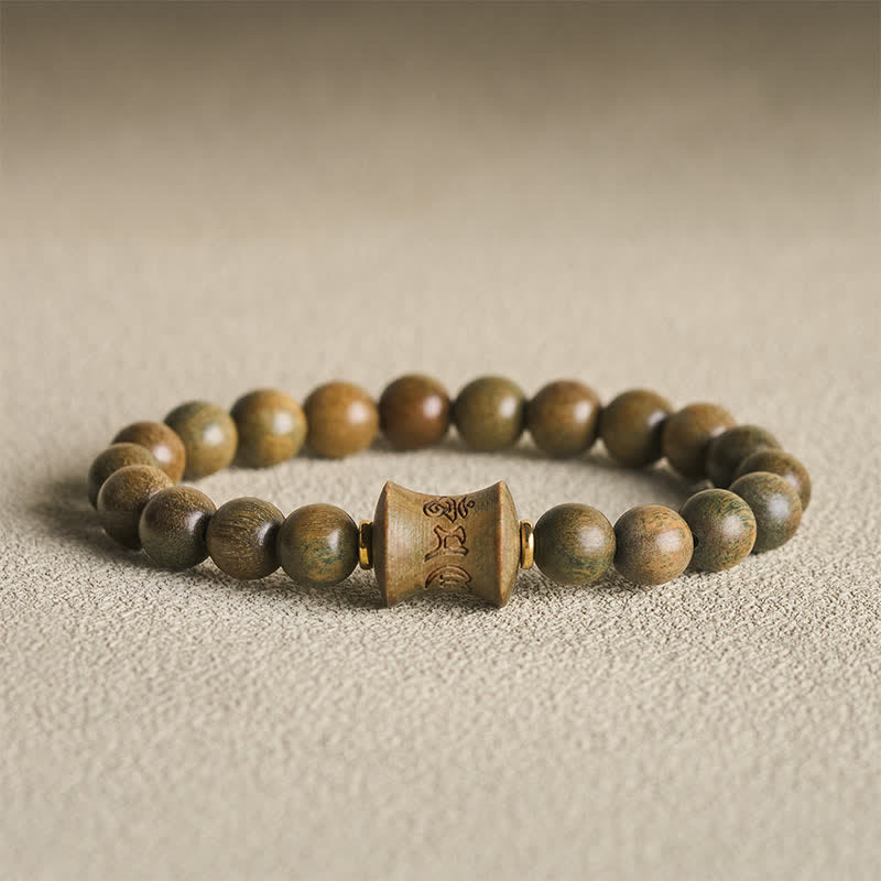 Buddha Stones グリーンサンダルウッド瞑想用ラウンドビーズブレスレット - 8mm - image 0