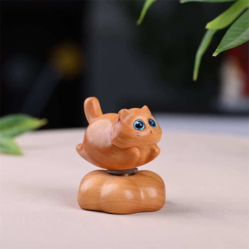 Buddha Stones 白檀製回転式小型猫用ティーペット瞑想かわいい動物装飾 - 金色　約6×5.5×6cm - image 0