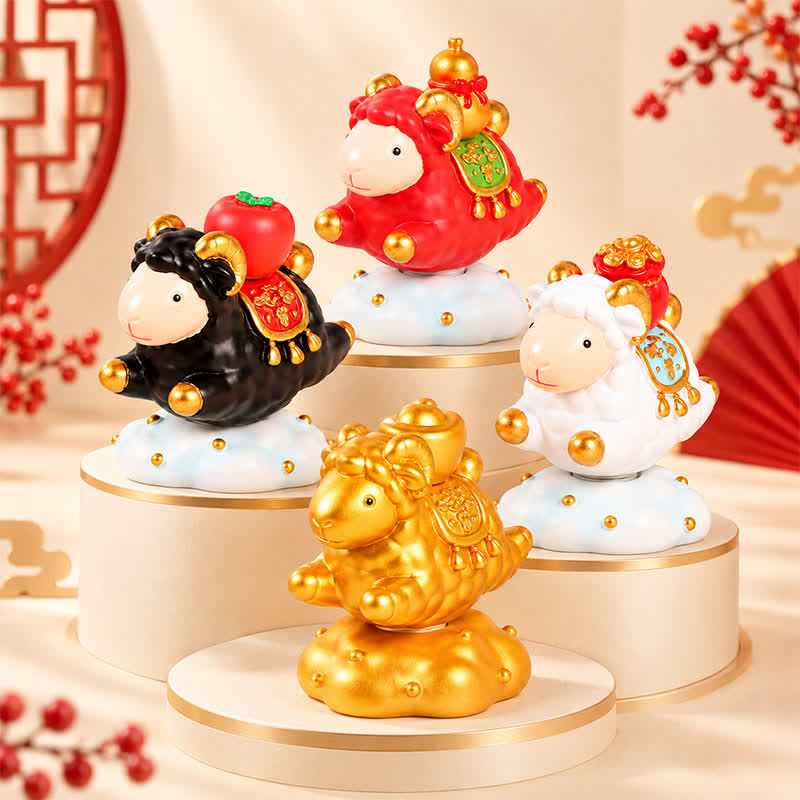 Buddha Stones 樹脂製回転式豊かさの干支（羊・ヒツジ）デスクオーナメント かわいい動物装飾 - image 1