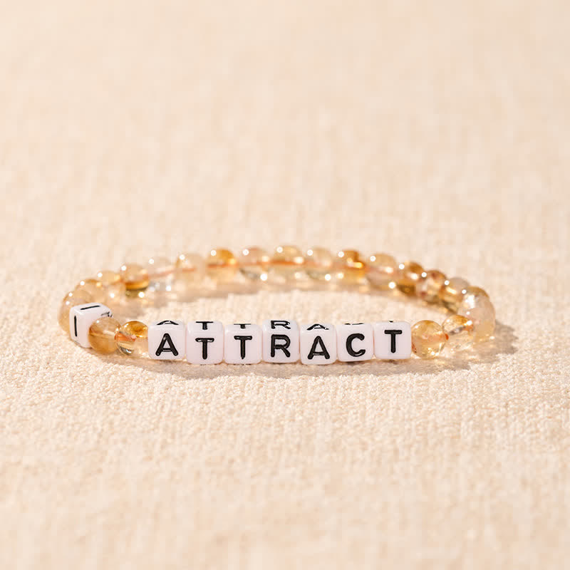 Buddha Stones シトリン「I ATTRACT」文字ビーズ豊かさブレスレット - image 1