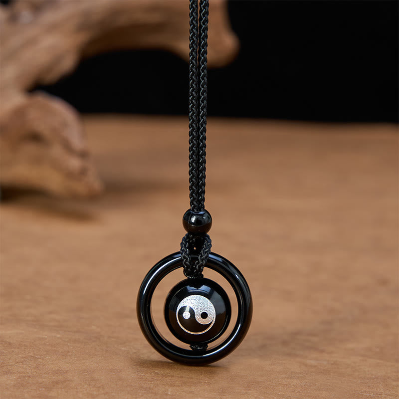 Buddha Stones ブラックオニキスと陰陽ペンダントバランスネックレス - 陰陽(ネックレスの長さ: 60 cm) - image 0