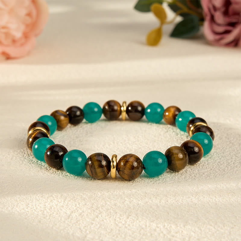 Buddha Stones タイガーアイ・アマゾナイトビーズ強さブレスレット - タイガーアイ（勇気♥強さ） - image 0