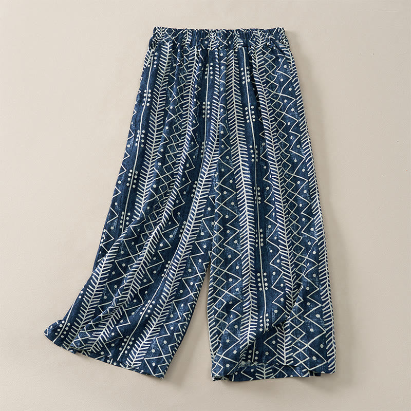 Buddha Stonesブルーストライププリントワイドレッグパンツ（ポケット付き） - US8-10，UK/AU12-14，EU40-42 (2XL) - image 0