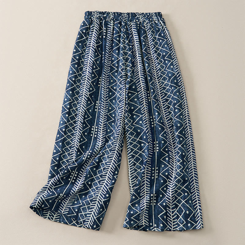 Buddha Stonesブルーストライププリントワイドレッグパンツ（ポケット付き） - image 1