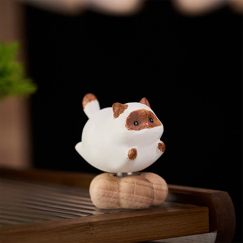Buddha Stones ブナ材回転式猫犬ティーペットかわいい動物装飾 - image 1