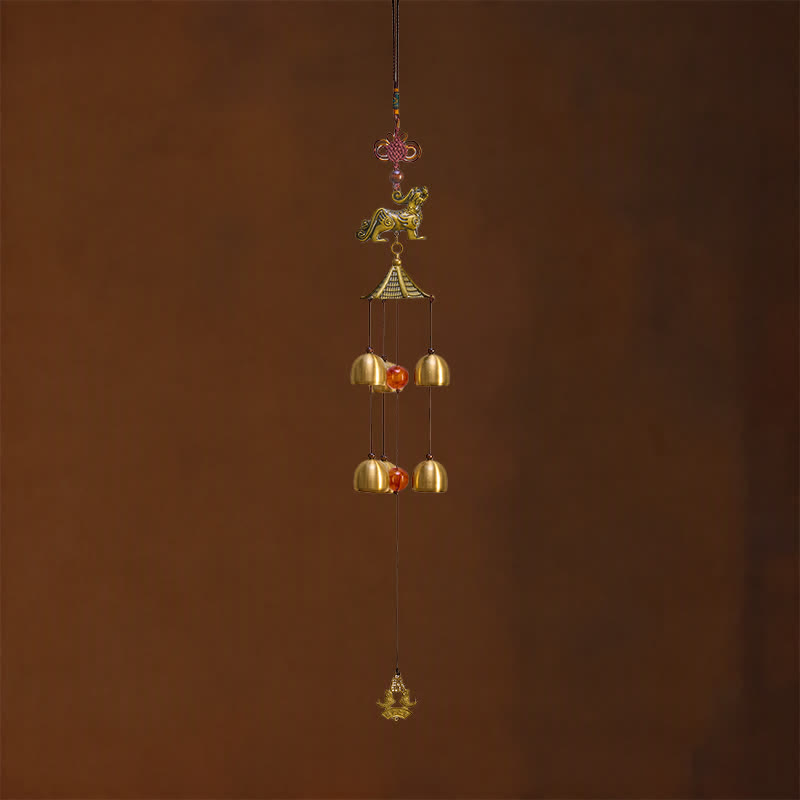Buddha Stones 銅製貔貅財運塔六鐘財運風鈴 - image 10