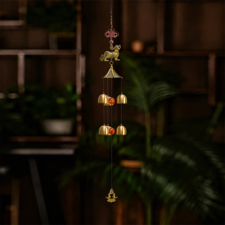 Buddha Stones 銅製貔貅財運塔六鐘財運風鈴 - image 9