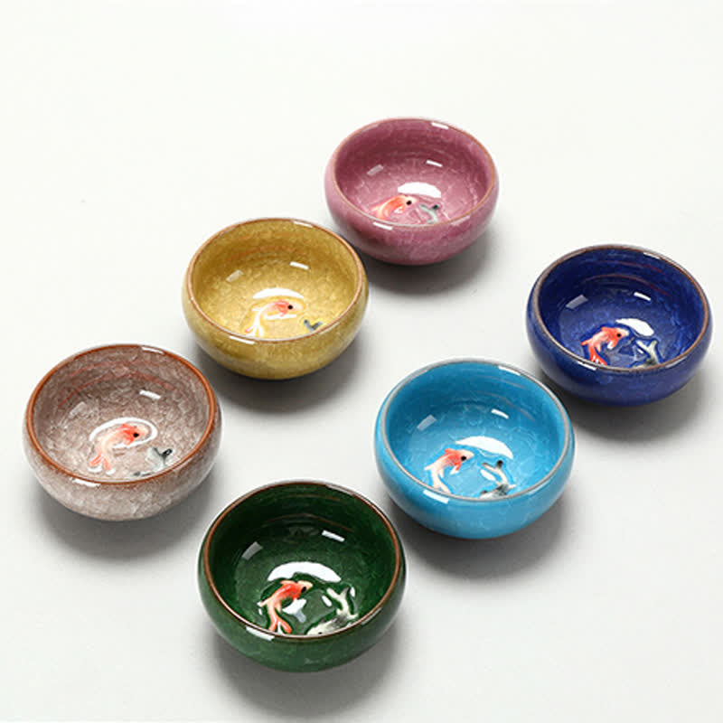 Buddha Stones 陶器鯉の成就貫入釉 工夫茶碗 - image 13