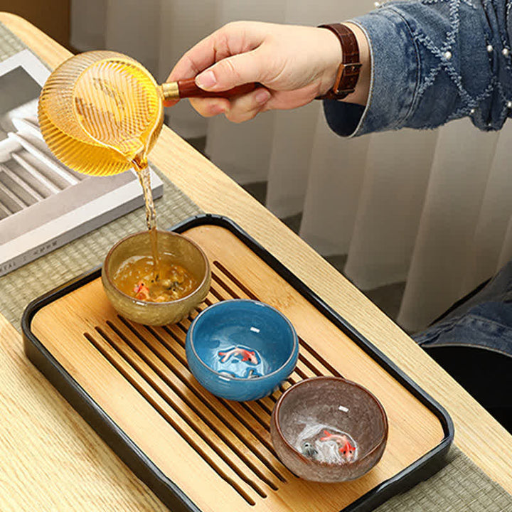 Buddha Stones 陶器鯉の成就貫入釉 工夫茶碗 - image 10