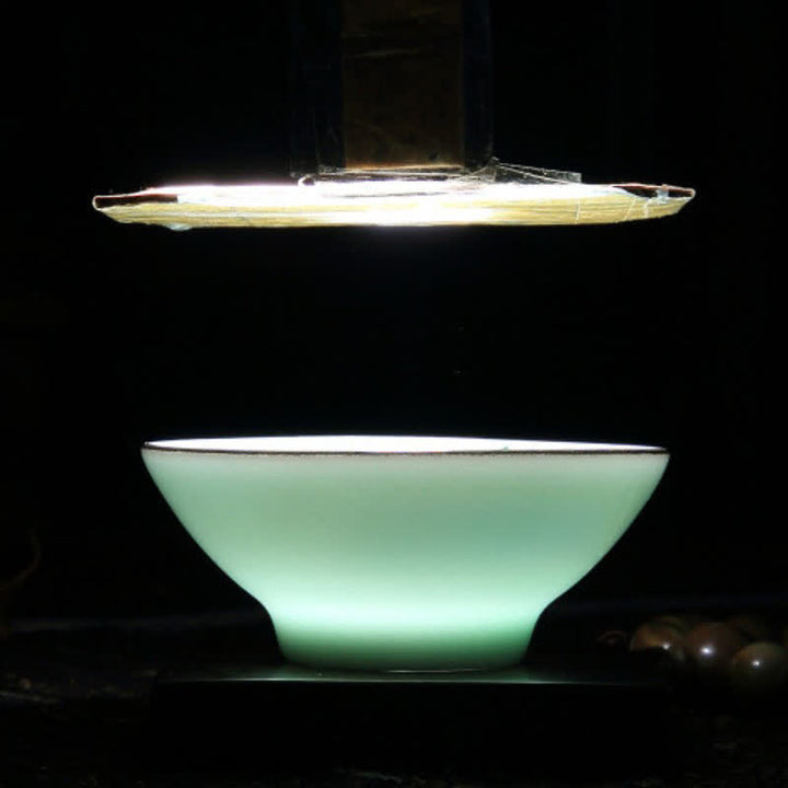 Buddha Stones 手描き青磁陶器蓮鯉斗利茶碗 - image 10