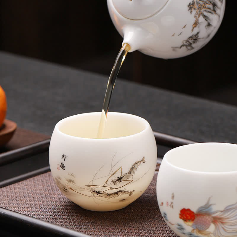 Buddha Stones 夜光風景鯉の陶器製工夫茶碗 - image 9